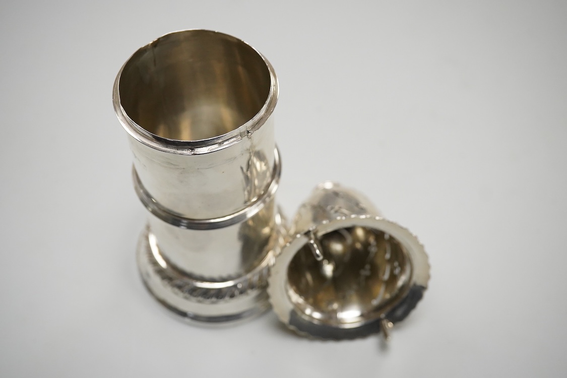 A late Victorian silver sugar caster, with gadrooned borders, William Hutton & Sons, Sheffield, 1899, 19cm, 8.8oz.